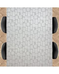 tafelkleed-beige-grijs-jaquardi-gecoat-subtiel-bladeren-natuur-trendy-lente