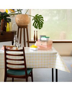Opmaat-Tafelkleed-Pvc-Afwasbaar-Rond-Tafellaken-Tafelzeil-Pvc-Buiten-ruitjes-geel-groen